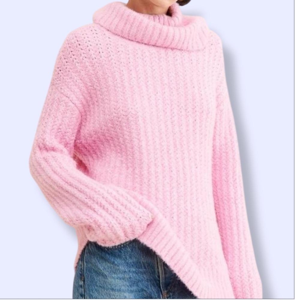Maeve by Anthropologie Pink Turtleneck Pullover Sweater